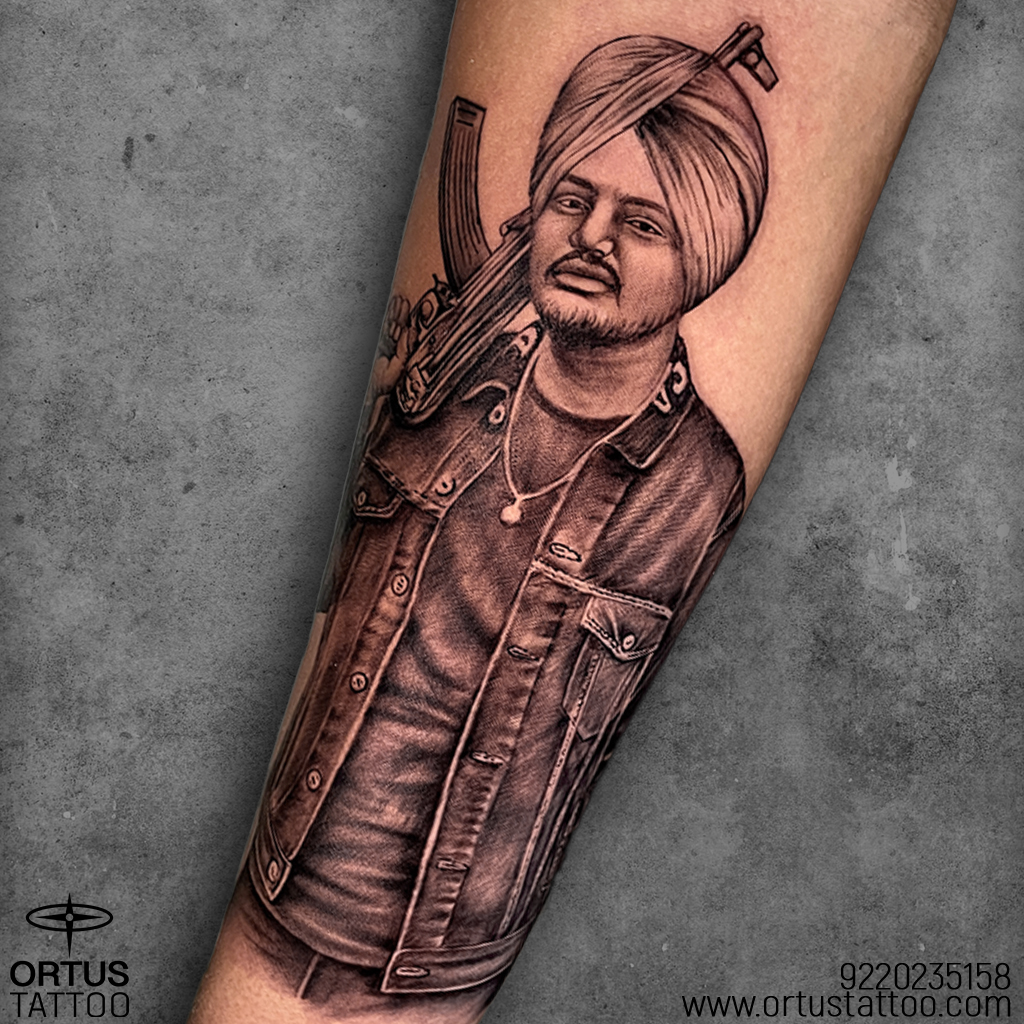 siddhu moosewala portrait tattoo