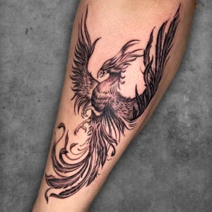 Detailed micro-realism phoenix tattoo at Ortus Tattoo Studio East Delhi